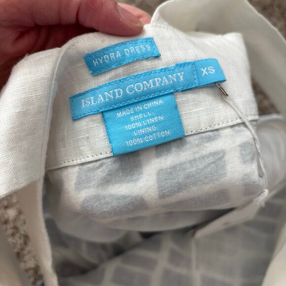 NWT Island Company 100% Linen Hydra Dress Sz XS Blue White Seabed - Picture 7 of 14